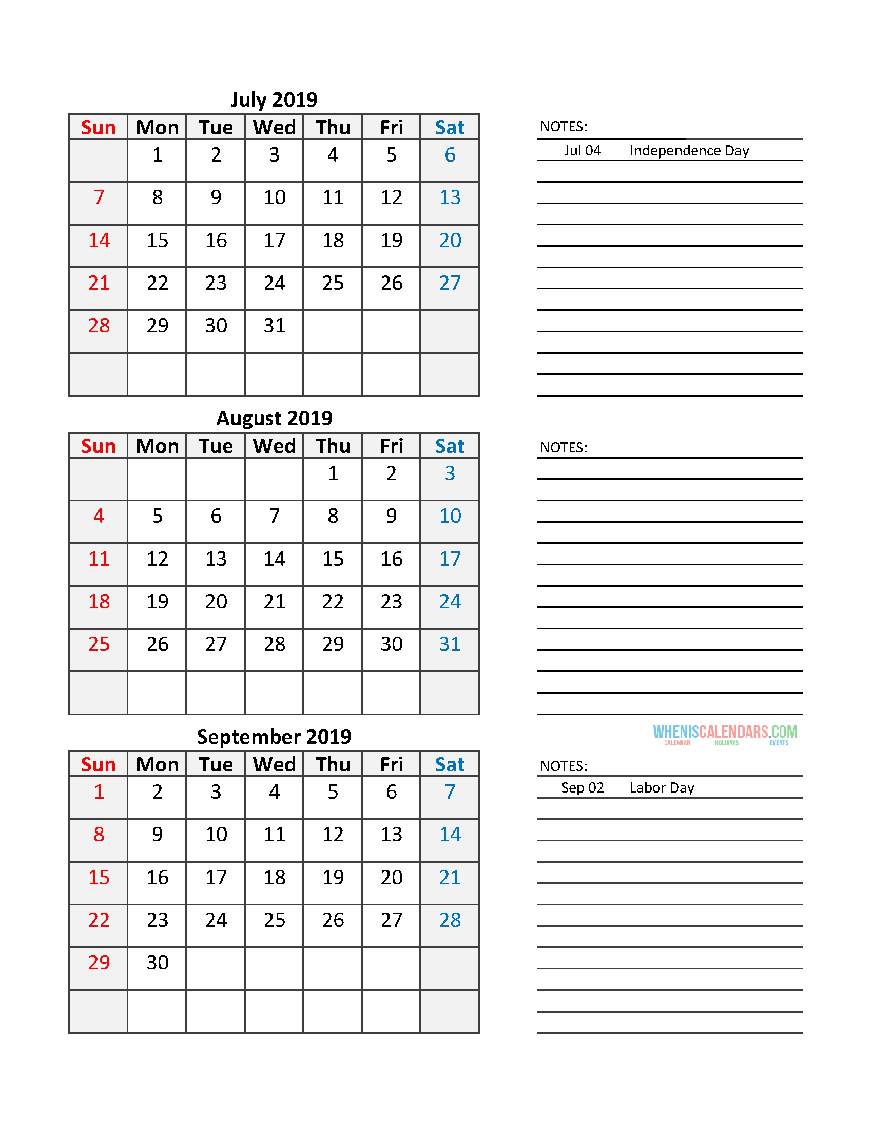 Quarterly Calendar 2019 Printable Calendar Template | Free 2020 Quarterly Calendar Template