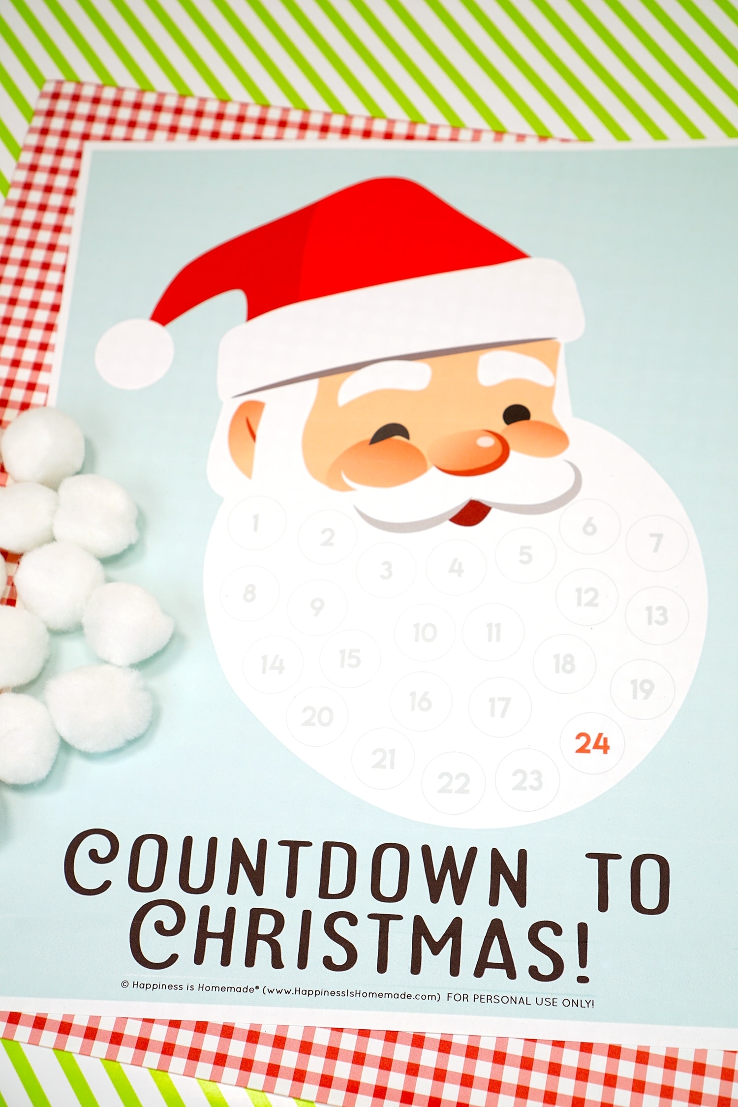 Santa Christmas Countdown Printable - Happiness Is Homemade Free Countdown To Christmas Calendar