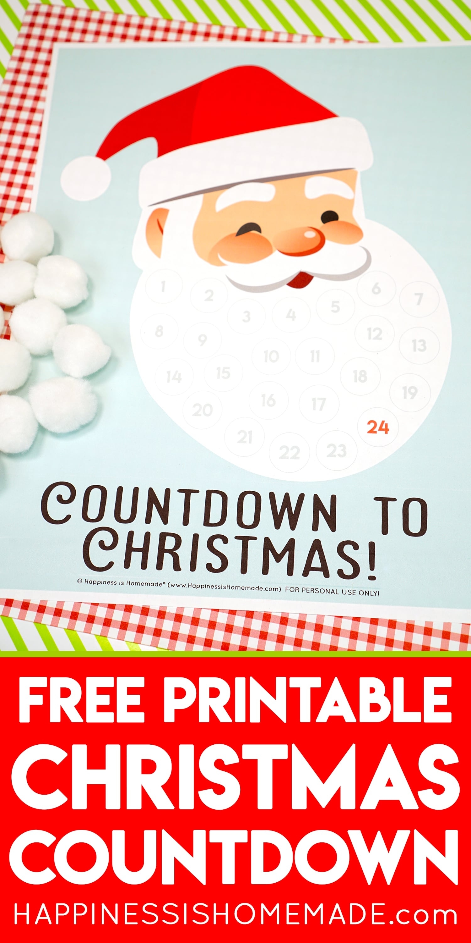 Santa Christmas Countdown Printable - Happiness Is Homemade Free Printable Christmas Countdown Calendar