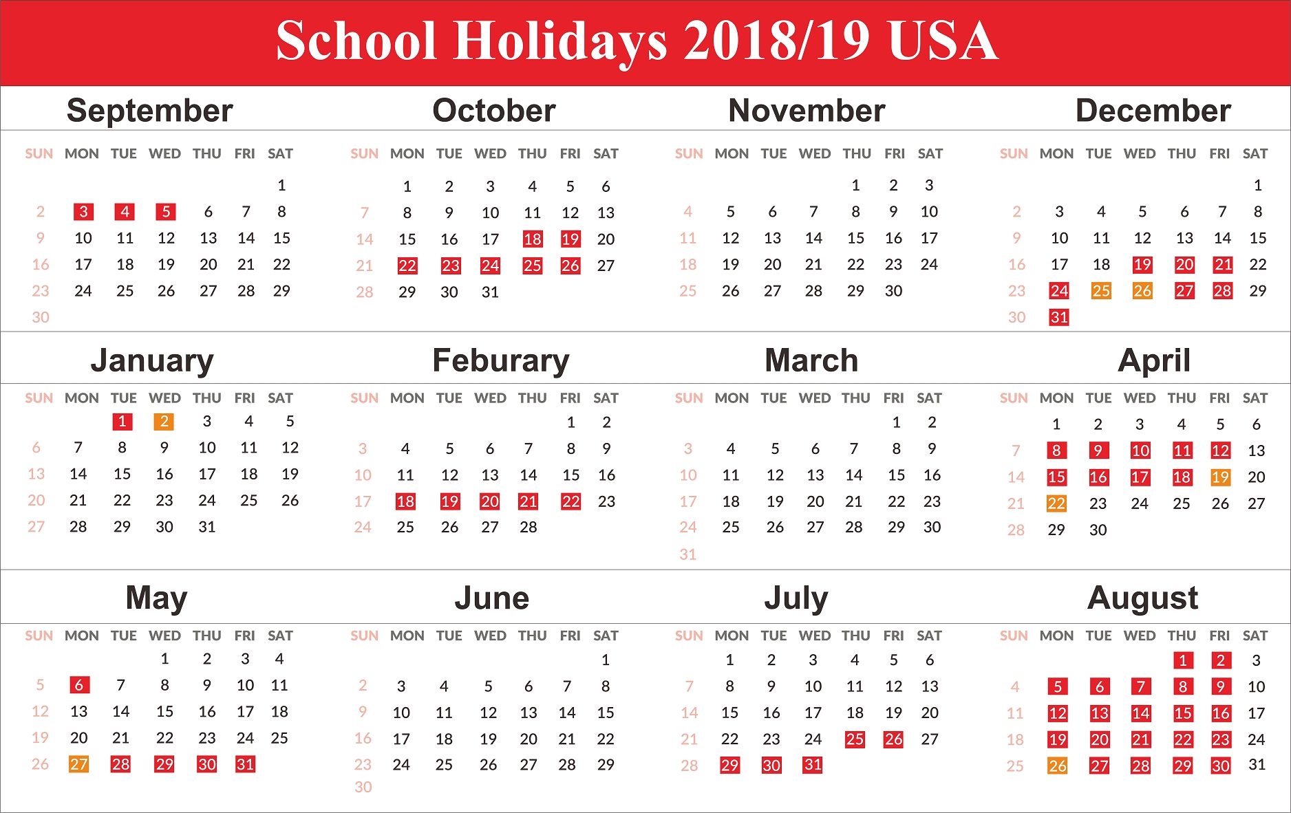 School Holidays 2019 For Usa | School Holiday Calendar Perky Printable 2020 Calendar With School Terms And Public Holidays