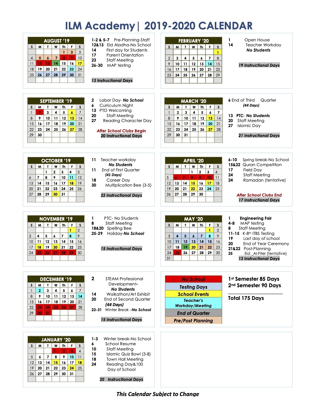 School Year Calendar - Ilm Academy Ga Pre K School Calendar