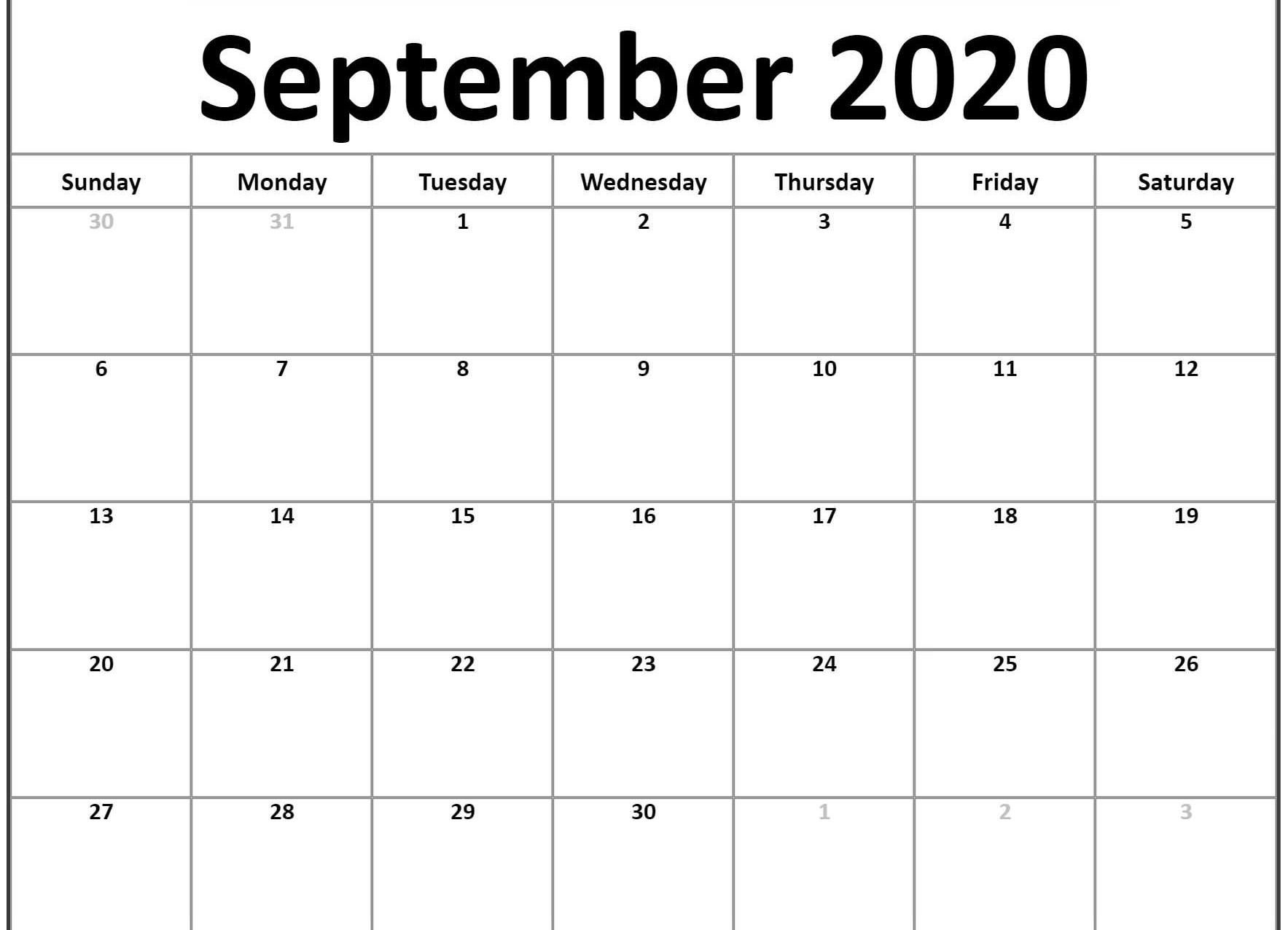 September 2020 Calendar Template | Printable Calendar Calendar From September 2020 To December With Jewish Holidays