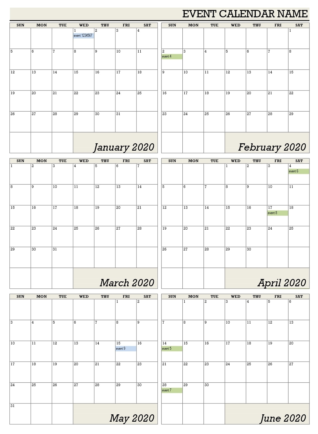 Incredible 6 Month Fill In Calendar On One Page Printable Blank Calendar Template