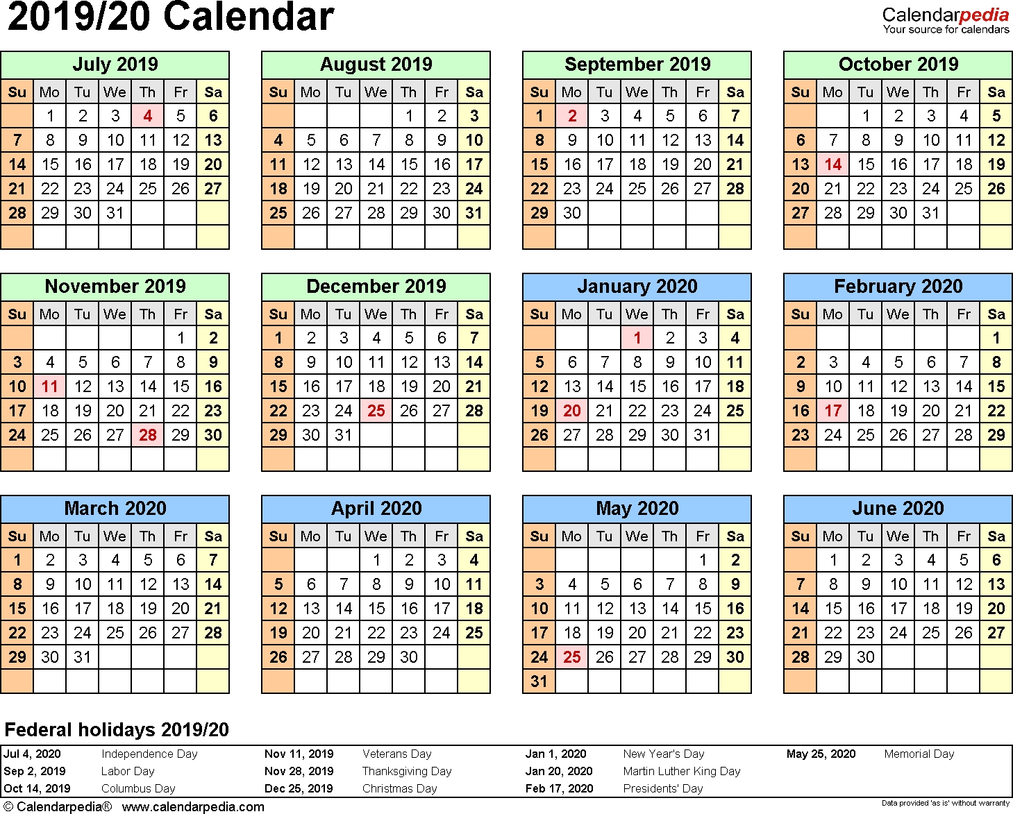 Split Year Calendars 2019/2020 (July To June) - Excel Templates Incredible Calendarpedia 2020 For South Africa