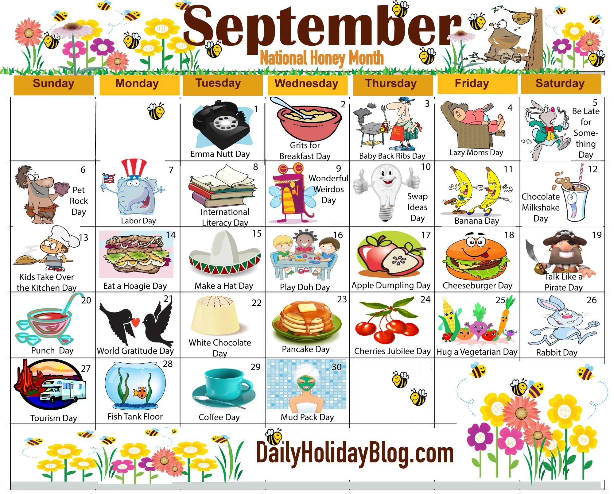 The New Free September Holiday Calendar Is Available To Kids Calendar Of Quirky Holidays