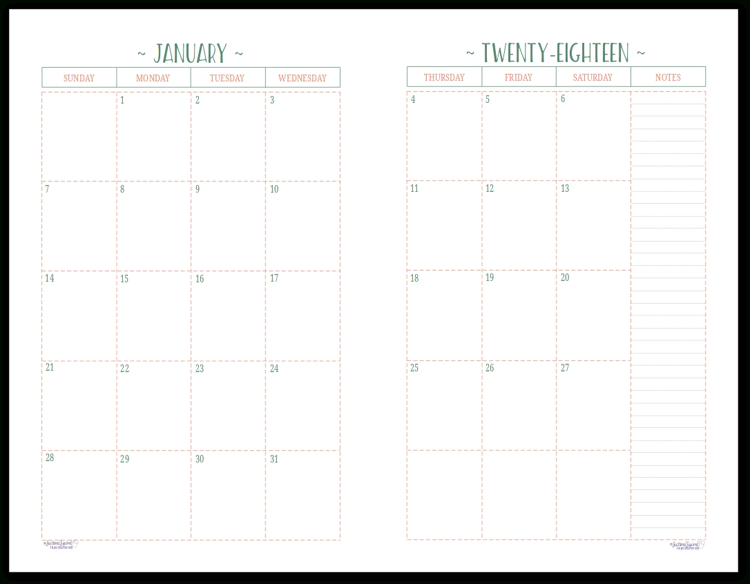 Two Page Per Month 2018 Dated Calendars Are Ready | Free Dashing Free Printable Double Month Calendar