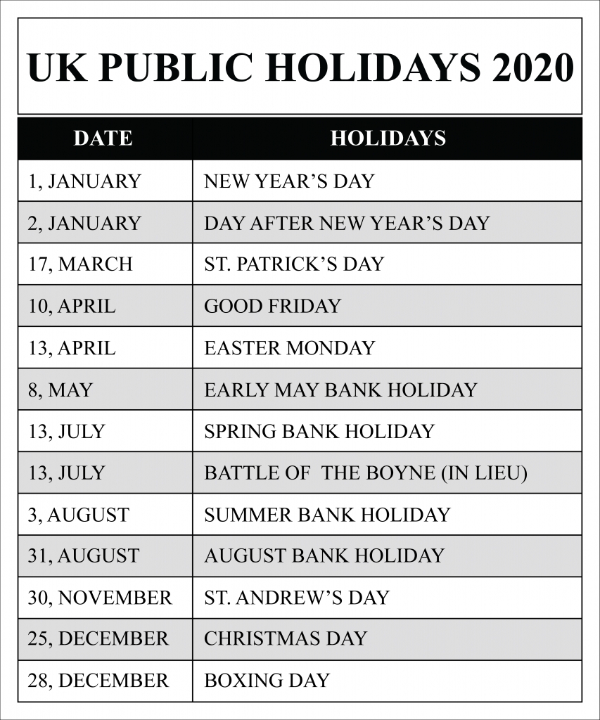 Uk Public Holidays 2020 Calendar | Uk Holidays 2020 Dashing 2020 Printable Calendar With Uk Bank Holidays