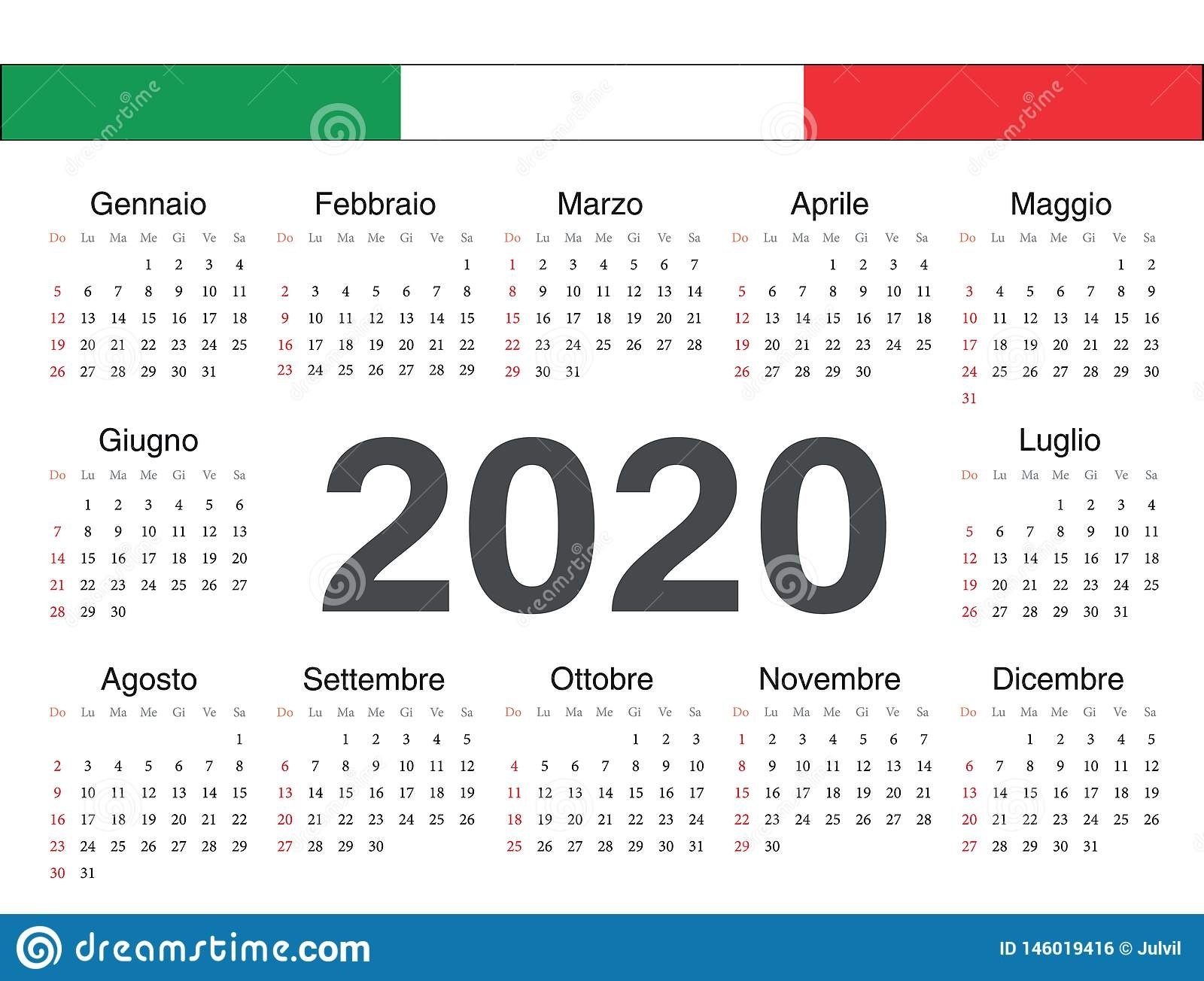 Vector Italian Circle Calendar 2020 Stock Vector Impressive 2020 Calendar Free Vector