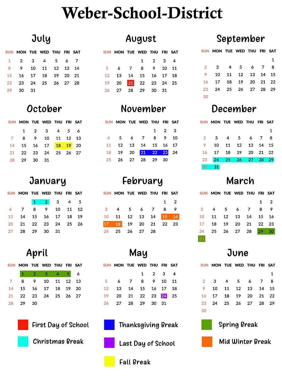 Weber County Schools Calendar | School Calendar, Calendar Exceptional Blank Broward County School Calendar