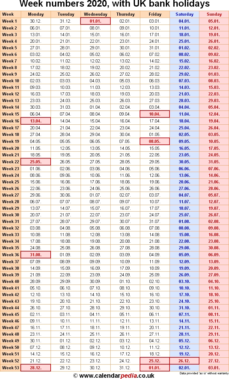 Week Numbers 2020 With Excel, Word And Pdf Templates Exceptional Calendar Of 2020 Indicating Week Numbers