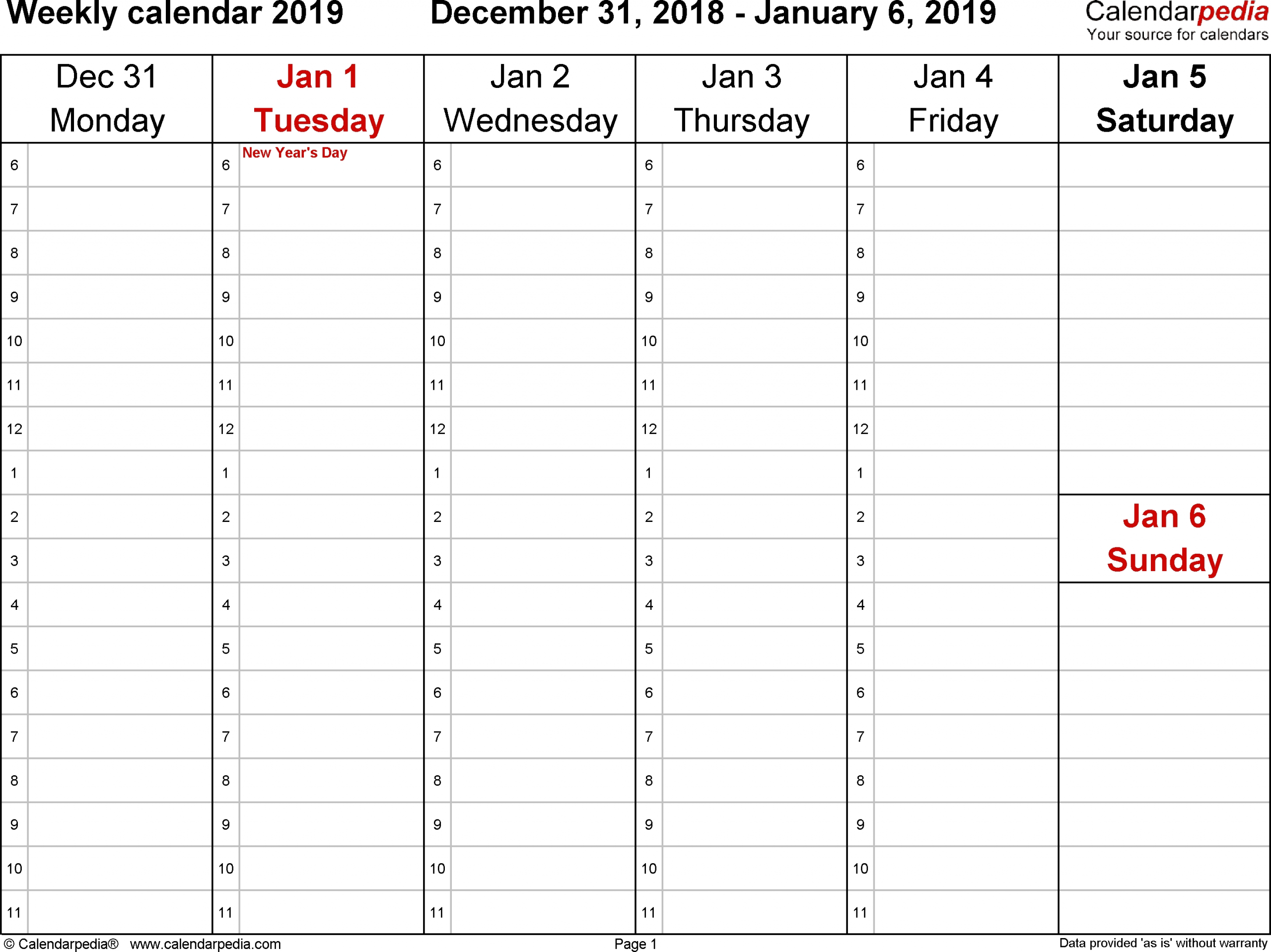 Weekly Calendars 2019 For Word - 12 Free Printable Templates Perky Calendar Showing Monday Through Friday