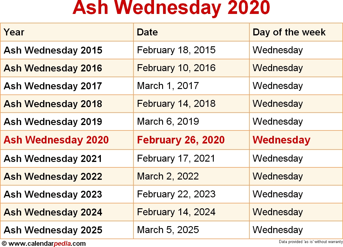 When Is Ash Wednesday 2020? 2020 Calendar Good Friday