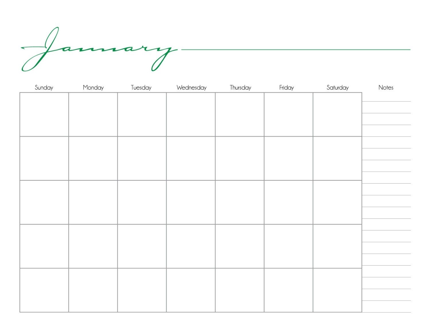 Whimsical Printable Monthly Calendar No Date / By Blank Calendar With No Dates