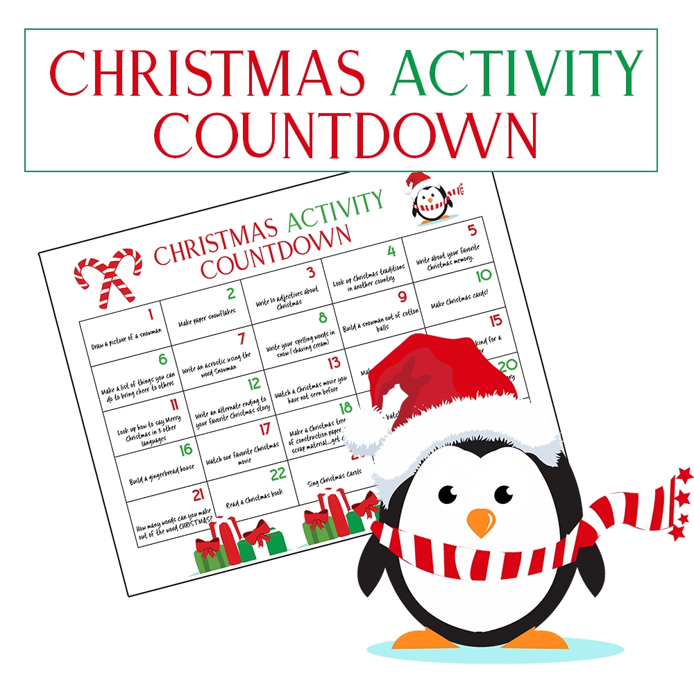 Winter Bucket List Christmas Calendar Countdown Kids Love Printable December Countdown To Christmas Calendar