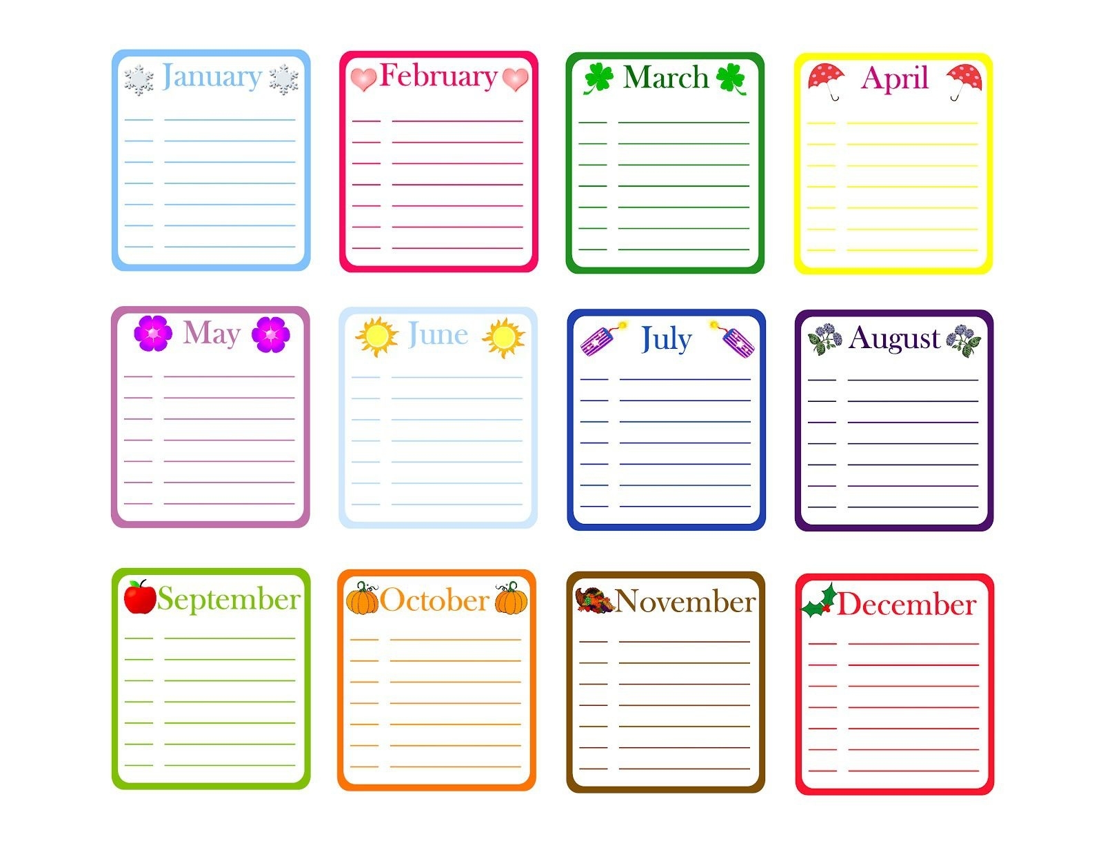 Yearly Birthday Calendar Template. Free Classroom Printables Incredible Free Printable Birthday Calendar Template