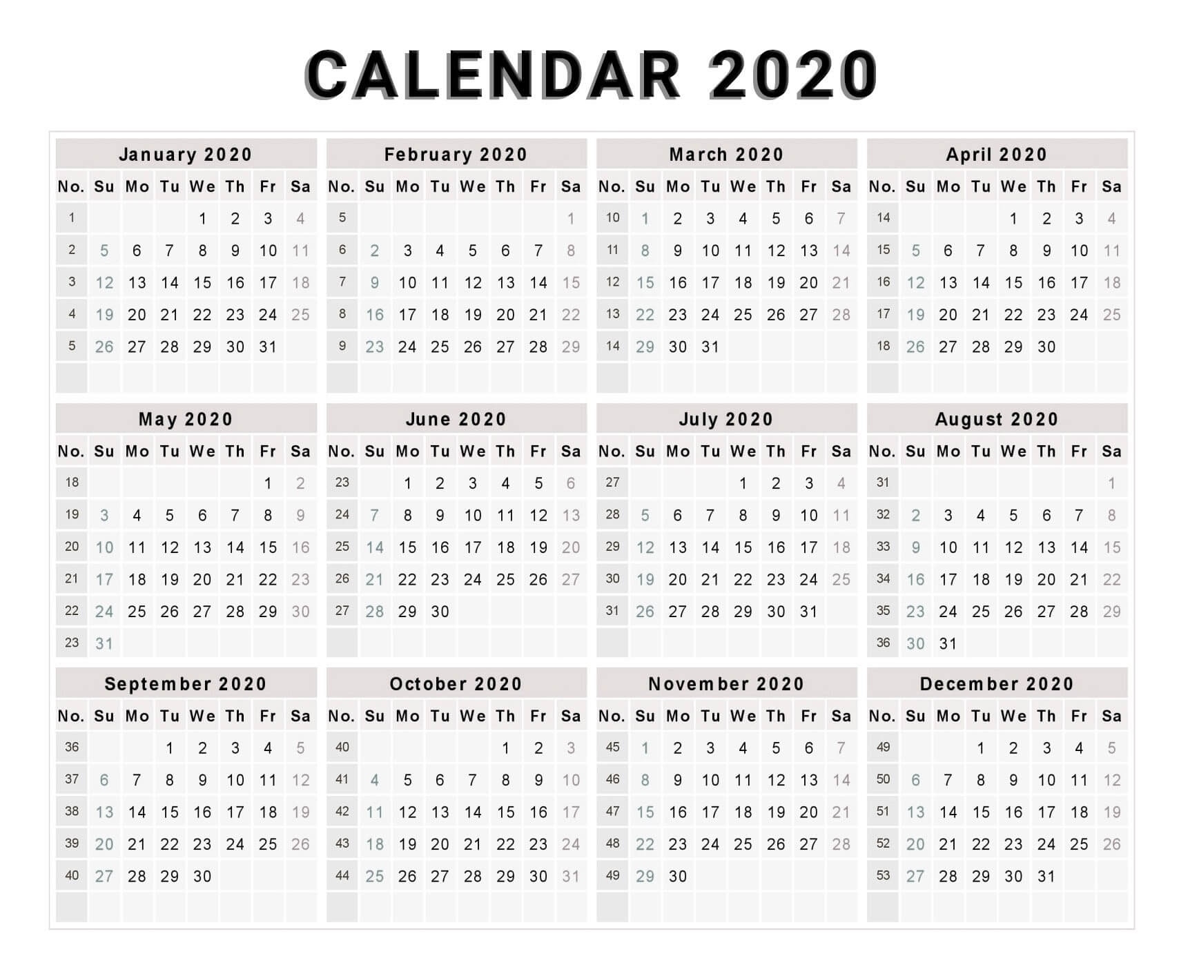 Yearly Calendar With Notes 2020 Pdf - 2019 Calendars For Exceptional Free Printable Calenders 2020 South Africa