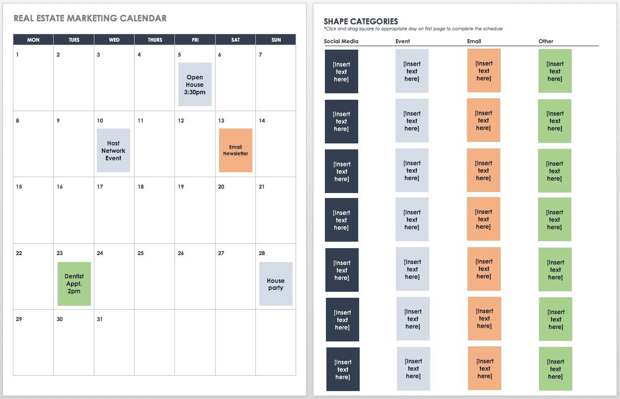 15+ Free Marketing Calendar Templates | Smartsheet Calendar Template To Add Pictures