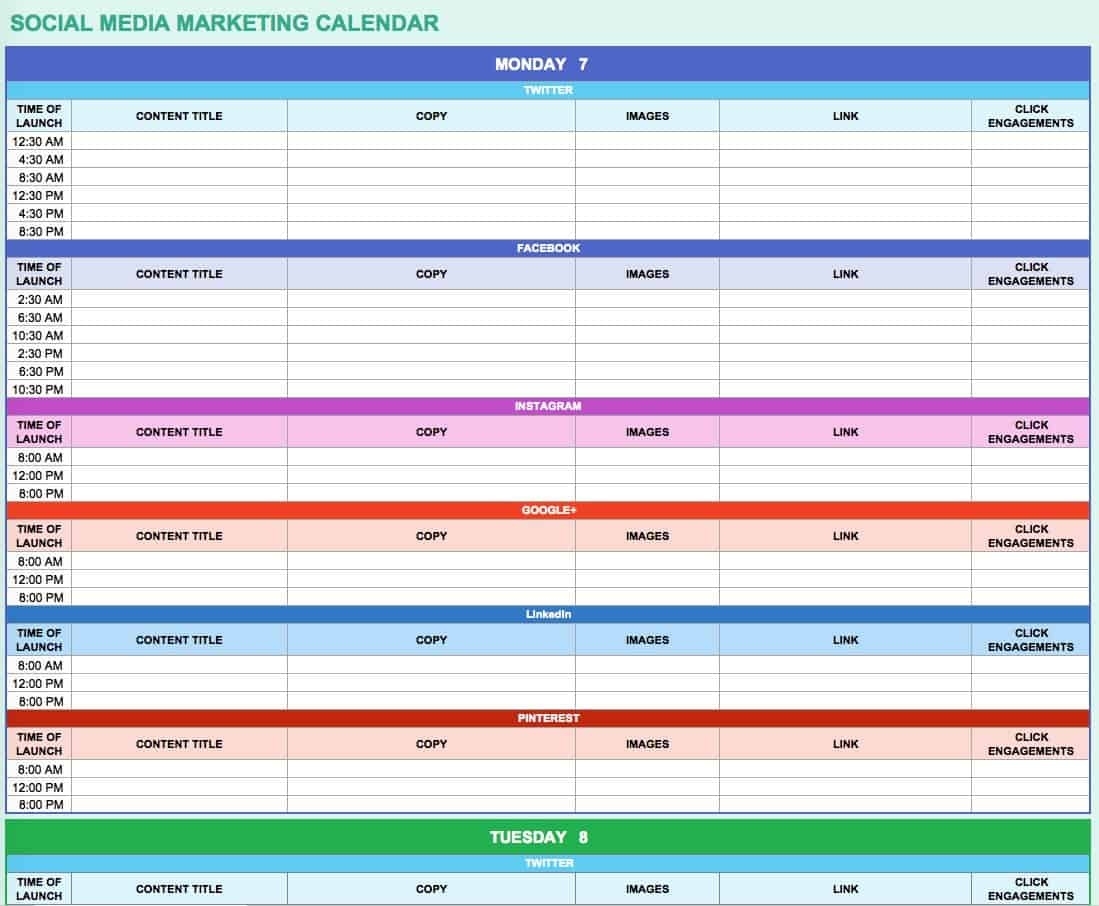 15+ Free Marketing Calendar Templates | Smartsheet Content Calendar Template Google Docs