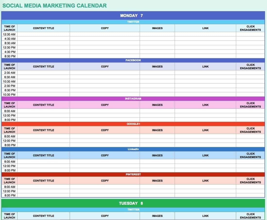 15+ Free Marketing Calendar Templates | Smartsheet Editorial Calendar Template Google Sheets