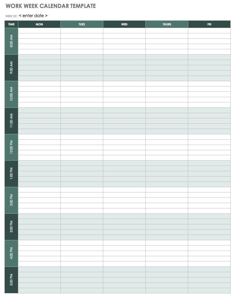 15 Free Weekly Calendar Templates | Smartsheet 2 Week Calendar Template Excel