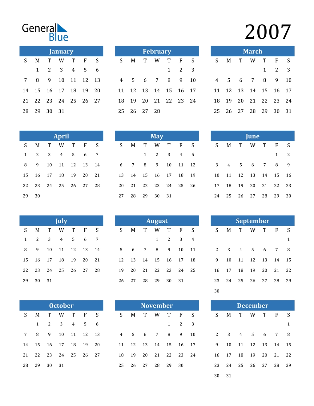 2007 Calendar (Pdf, Word, Excel) Calendar Template Excel 2007 Free