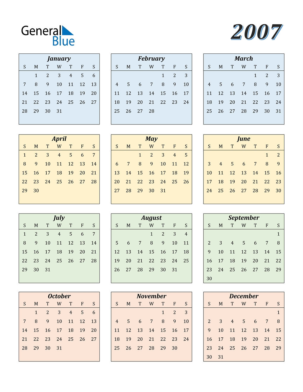 2007 Calendar (Pdf, Word, Excel) Calendar Template Excel 2007 Free