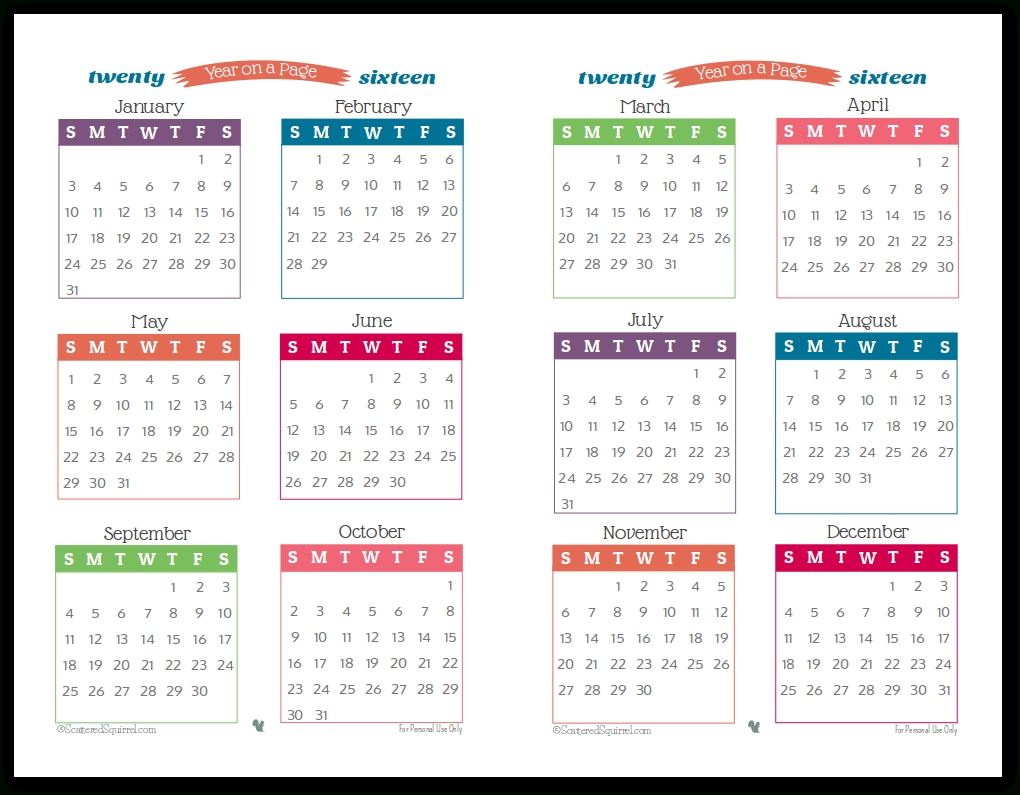 2016 Year On Page Printable Calendars Are Here! | Calendar Term 3 Calendar Template