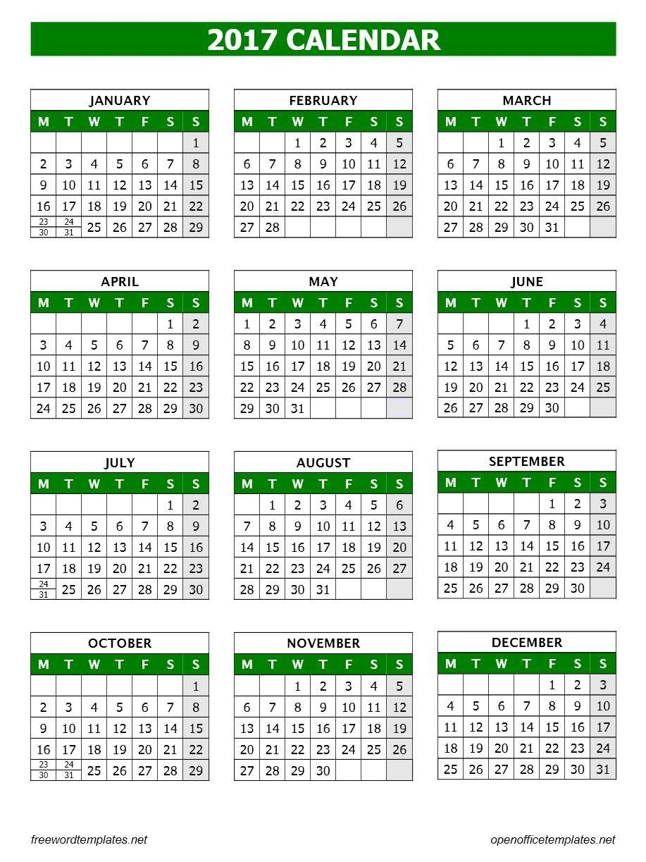 2017 Calendar Template | Open Office Templates Open Office 4 Calendar Template