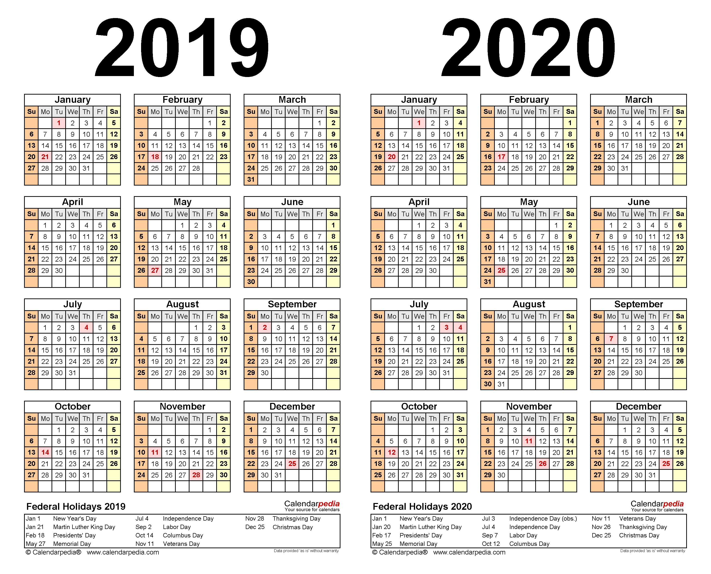 2019-2020 Two Year Calendar - Free Printable Excel Templates 2 Year Calendar Template Excel