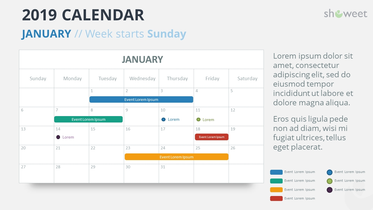 2019 Calendar Powerpoint Templates Calendar Template For Powerpoint