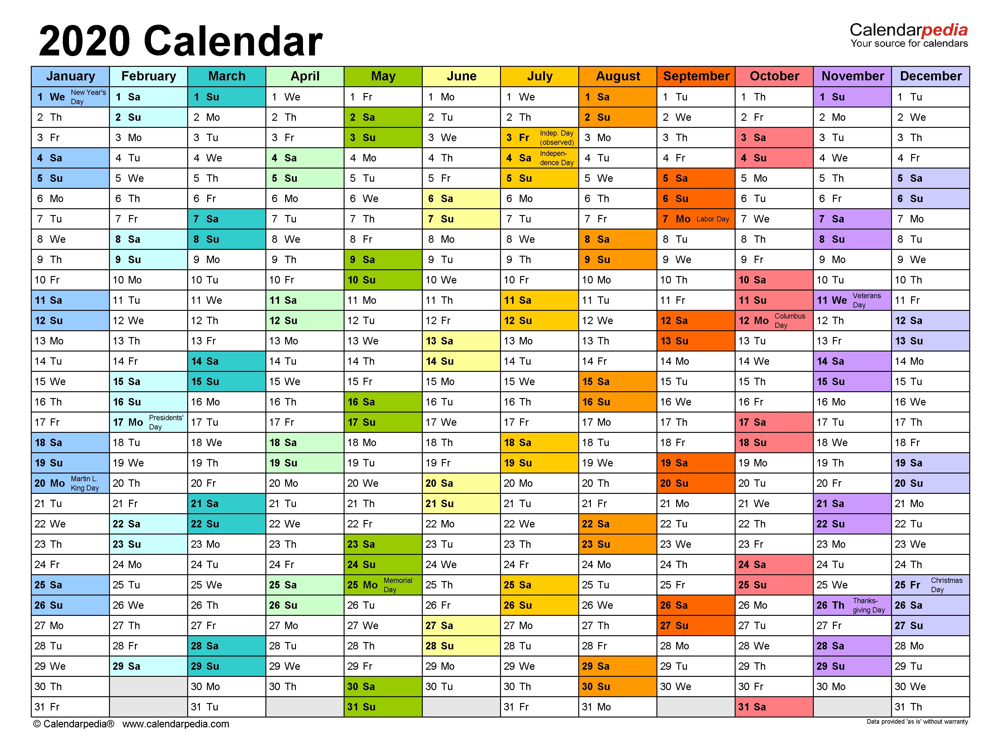 2020 Calendar - Free Printable Excel Templates - Calendarpedia Calendar Template Using Excel
