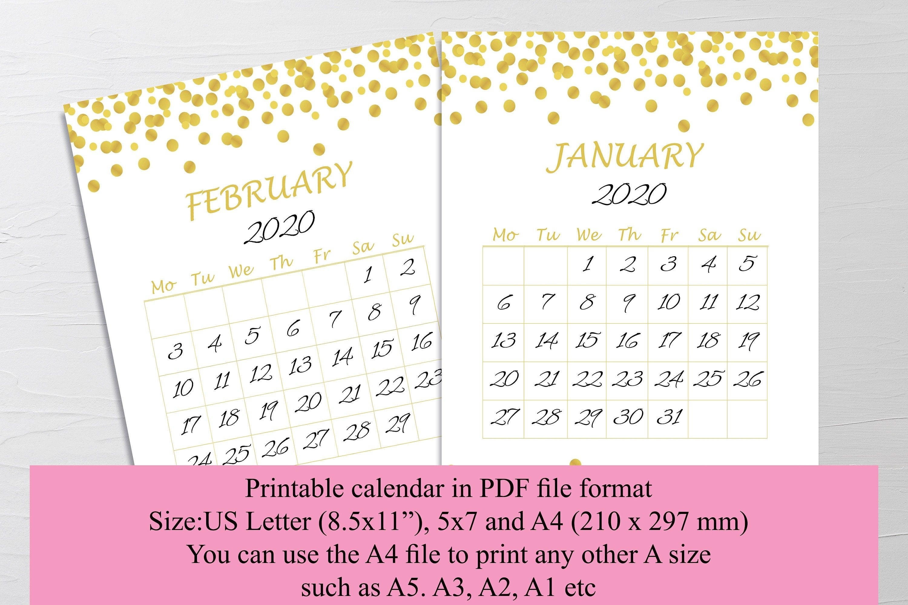 2020 Gold Calendar Printable Calendar Wall Calendar Calendar 3 Month Printed A3 Calendar 2021