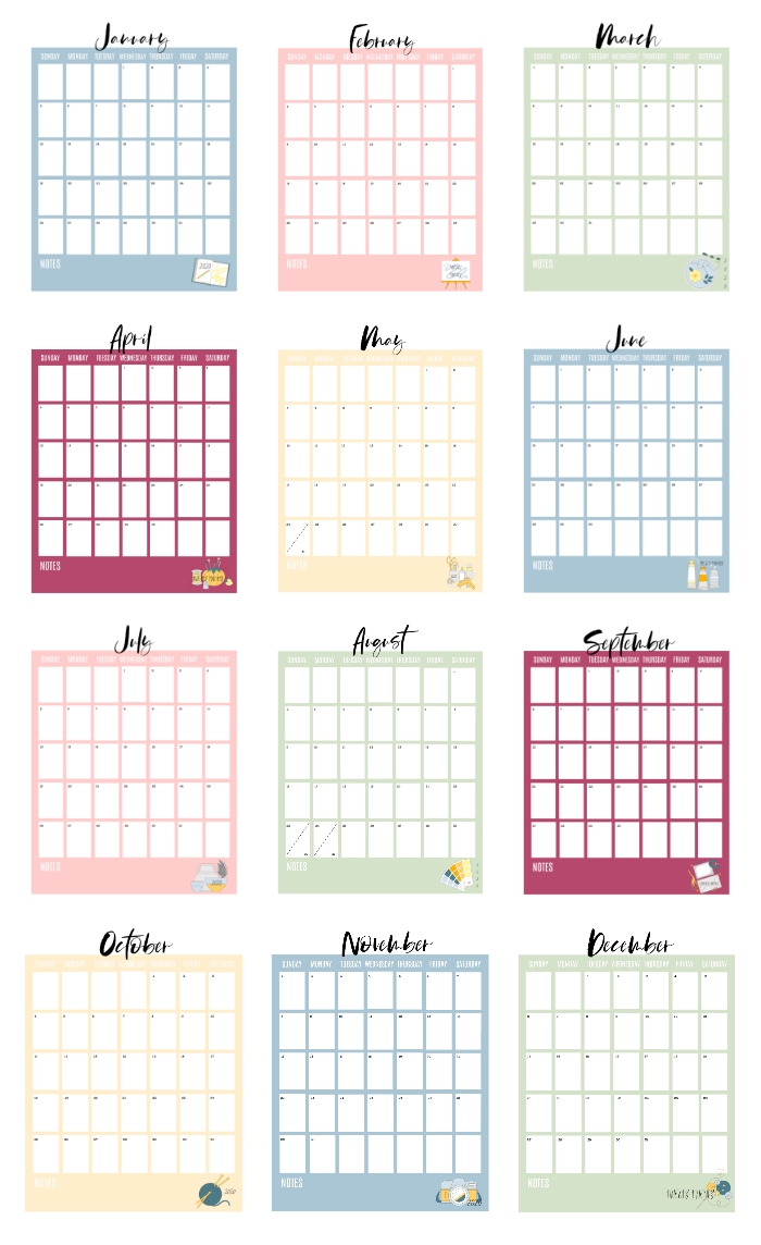 2020 Printable Calendar Pages (Free!) - Gluesticks Blog 3-Ring Binder Calendar Template