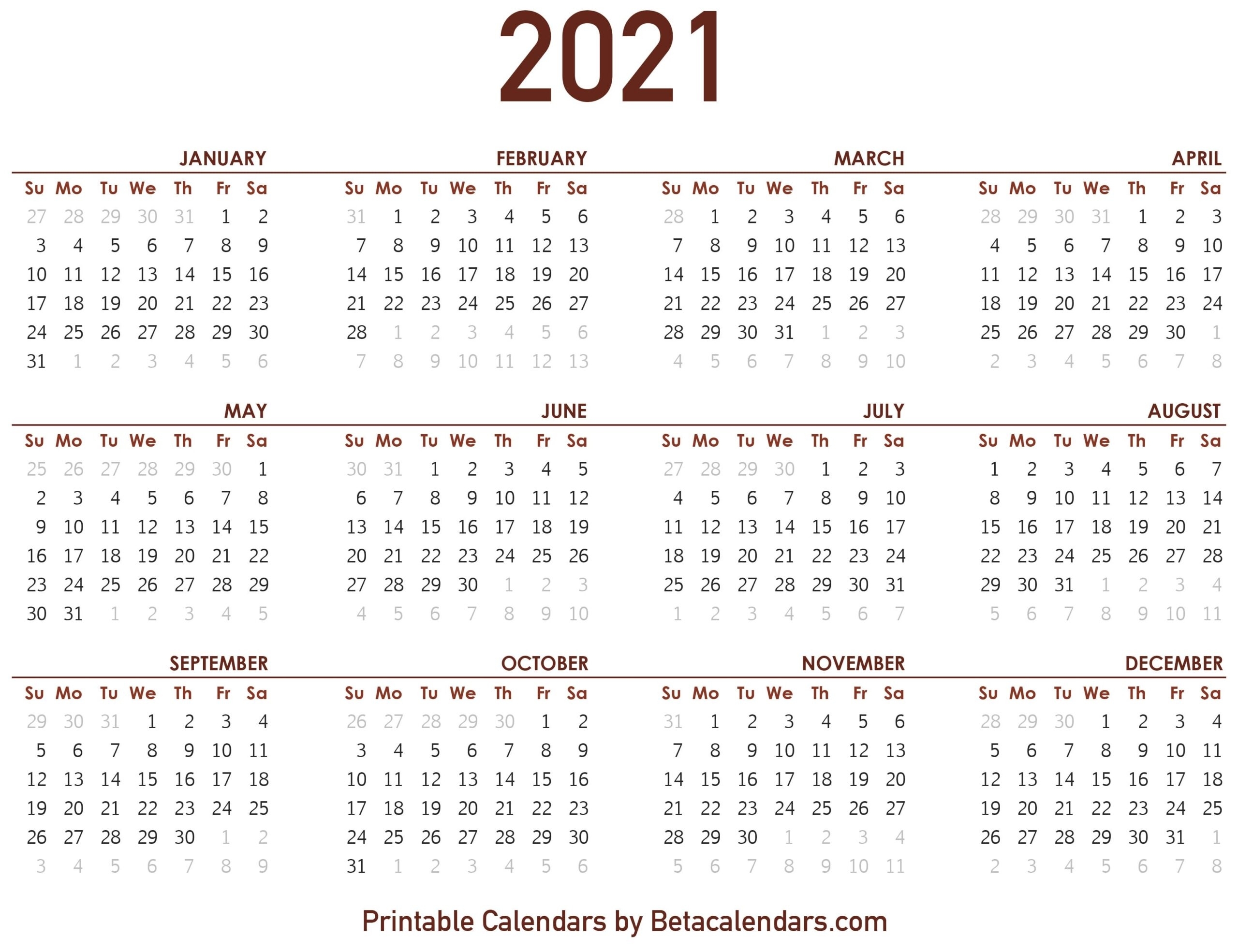 2021 Calendar - Beta Calendars Календарь 2021