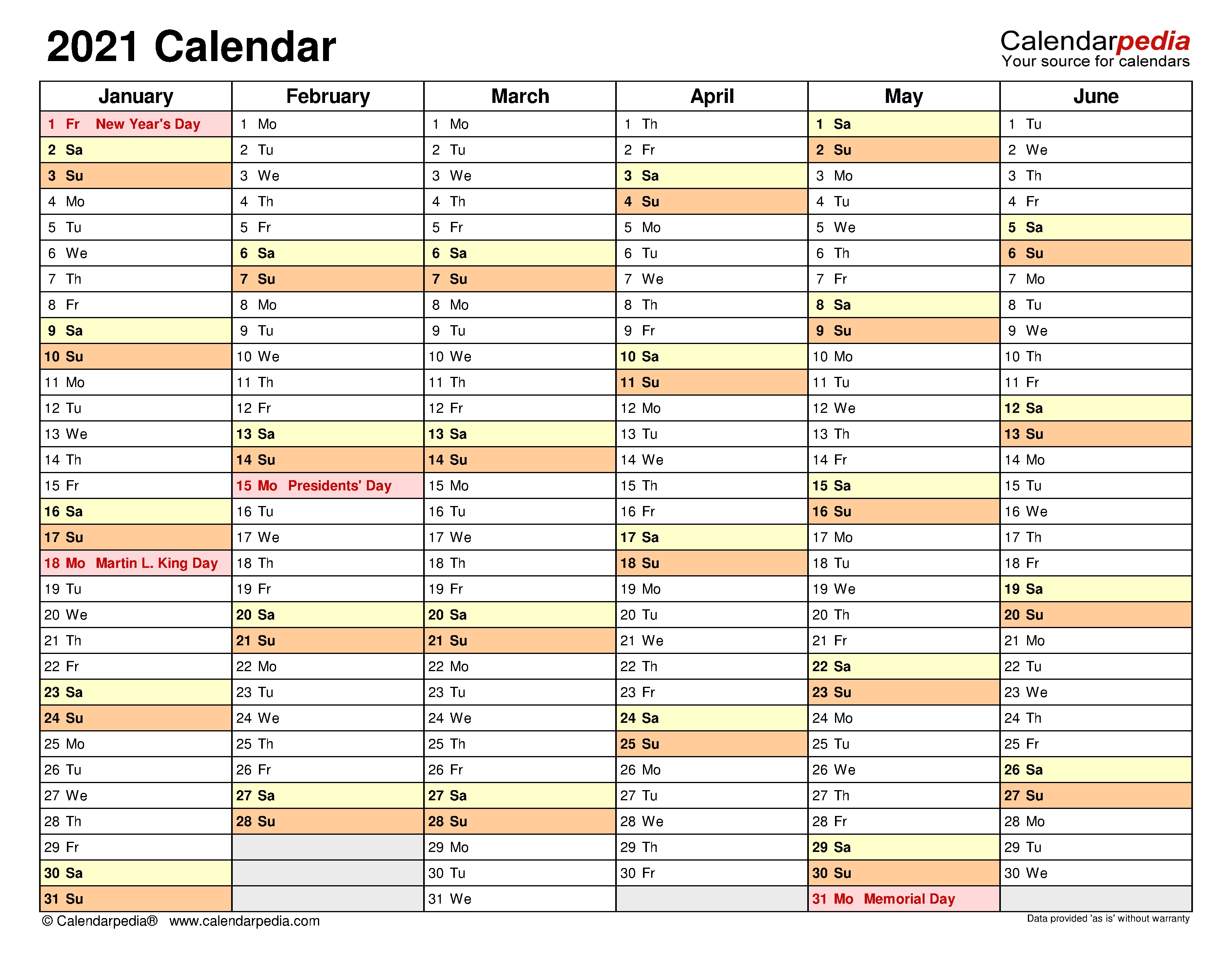 2021 Calendar - Free Printable Excel Templates - Calendarpedia 2021 Calendar In Excel Free