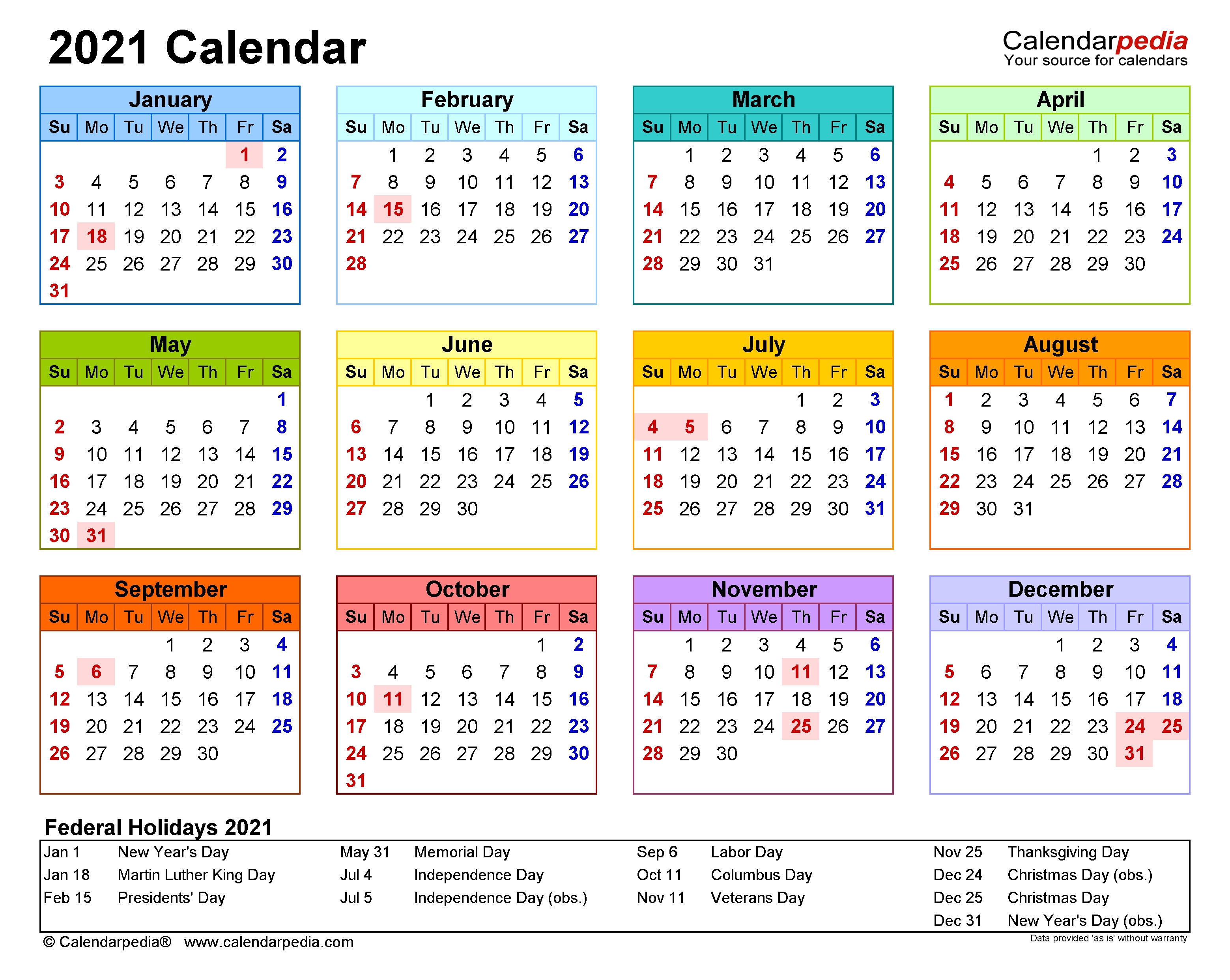 2021 Calendar - Free Printable Excel Templates - Calendarpedia 2021 Calendar In Excel Free