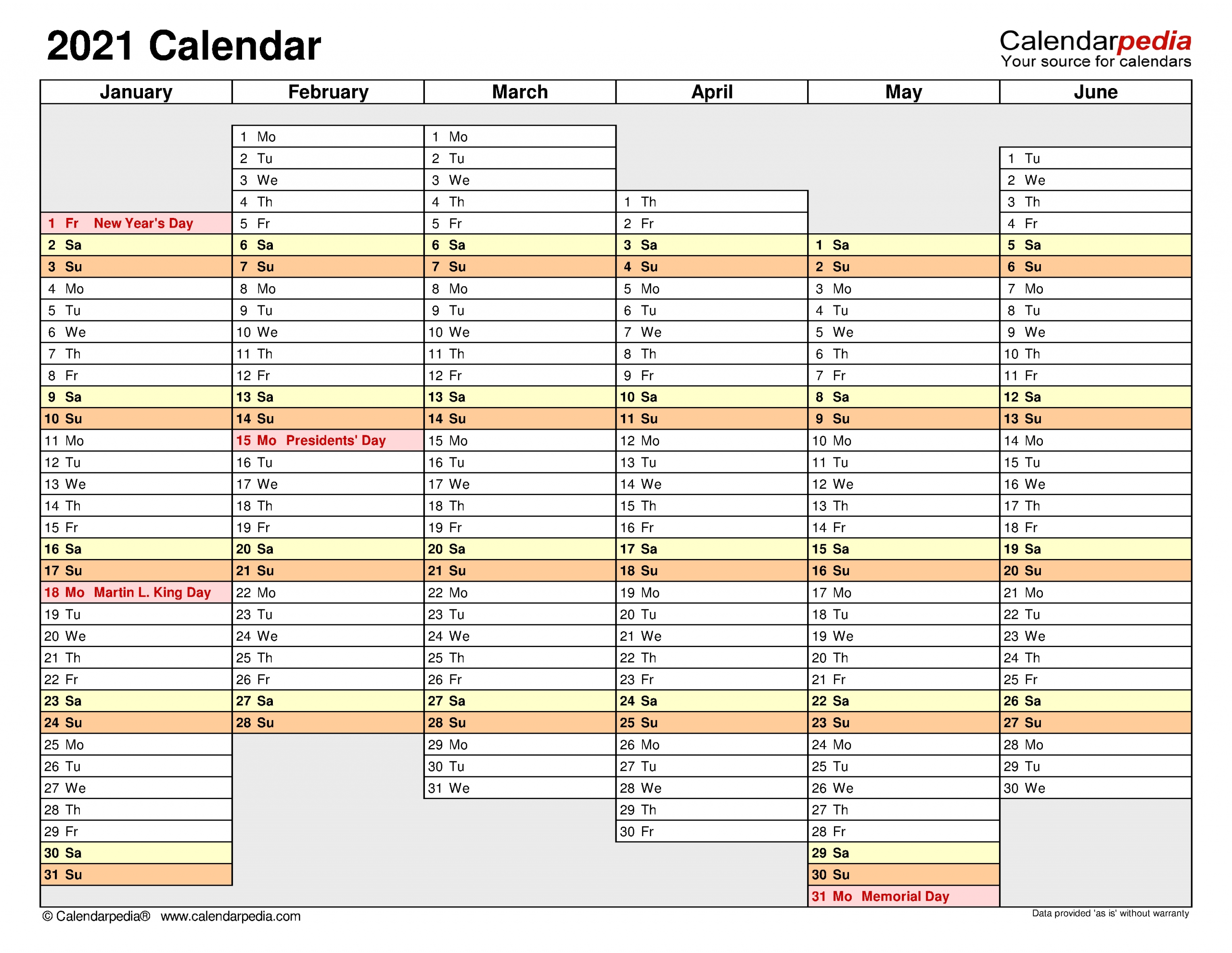 2021 Calendar - Free Printable Excel Templates - Calendarpedia Absence Calendar Excel Template 2021