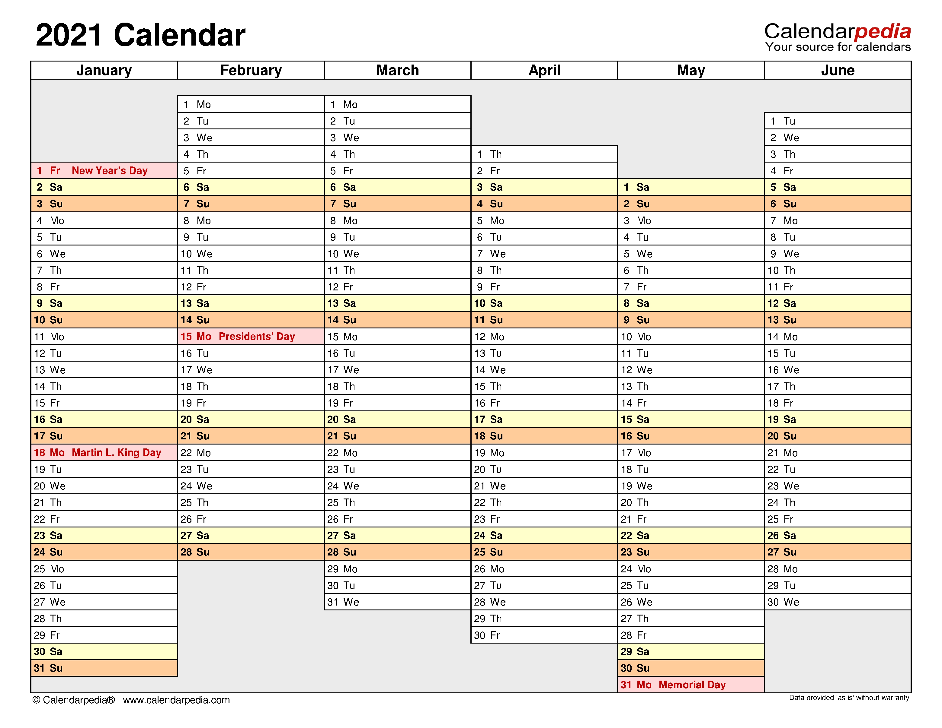 2021 Calendar - Free Printable Excel Templates - Calendarpedia Absence Calendar Excel Template 2021