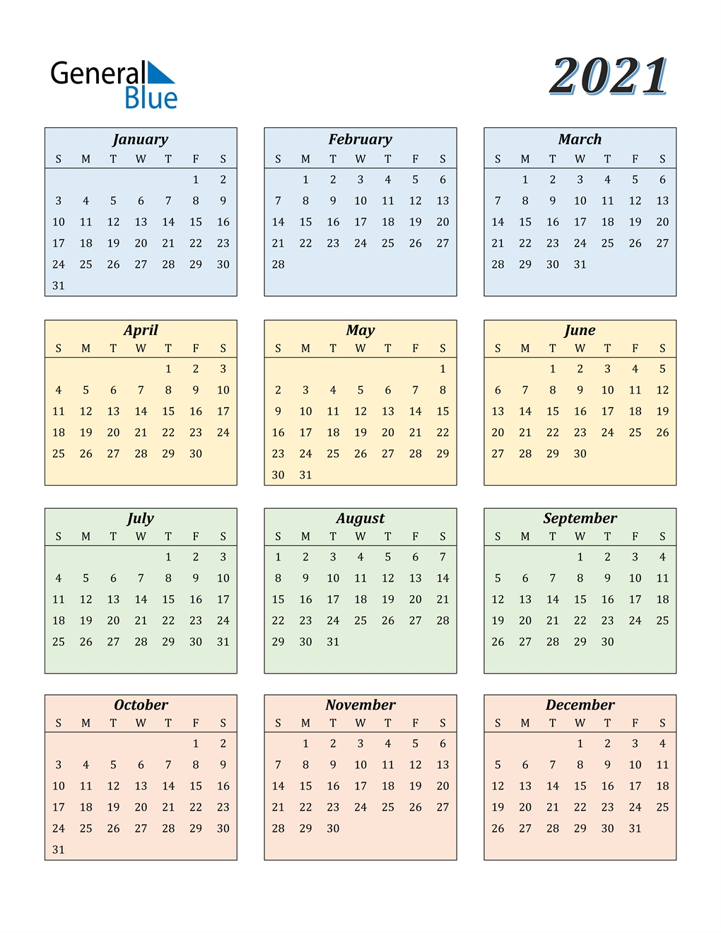 2021 Calendar (Pdf, Word, Excel) 2021 Excel Printable Calendars