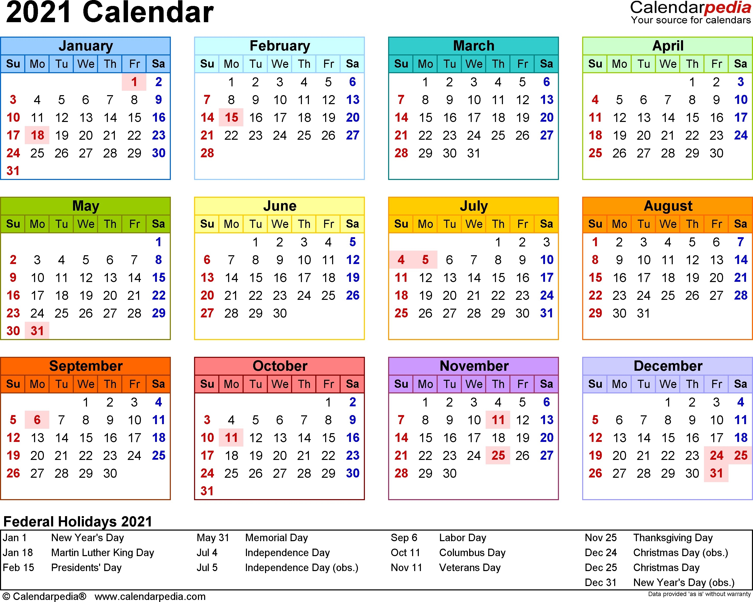 2021 Calendar Template 3 Year Calendar Full Page | Free 2021 Excel Printable Calendars