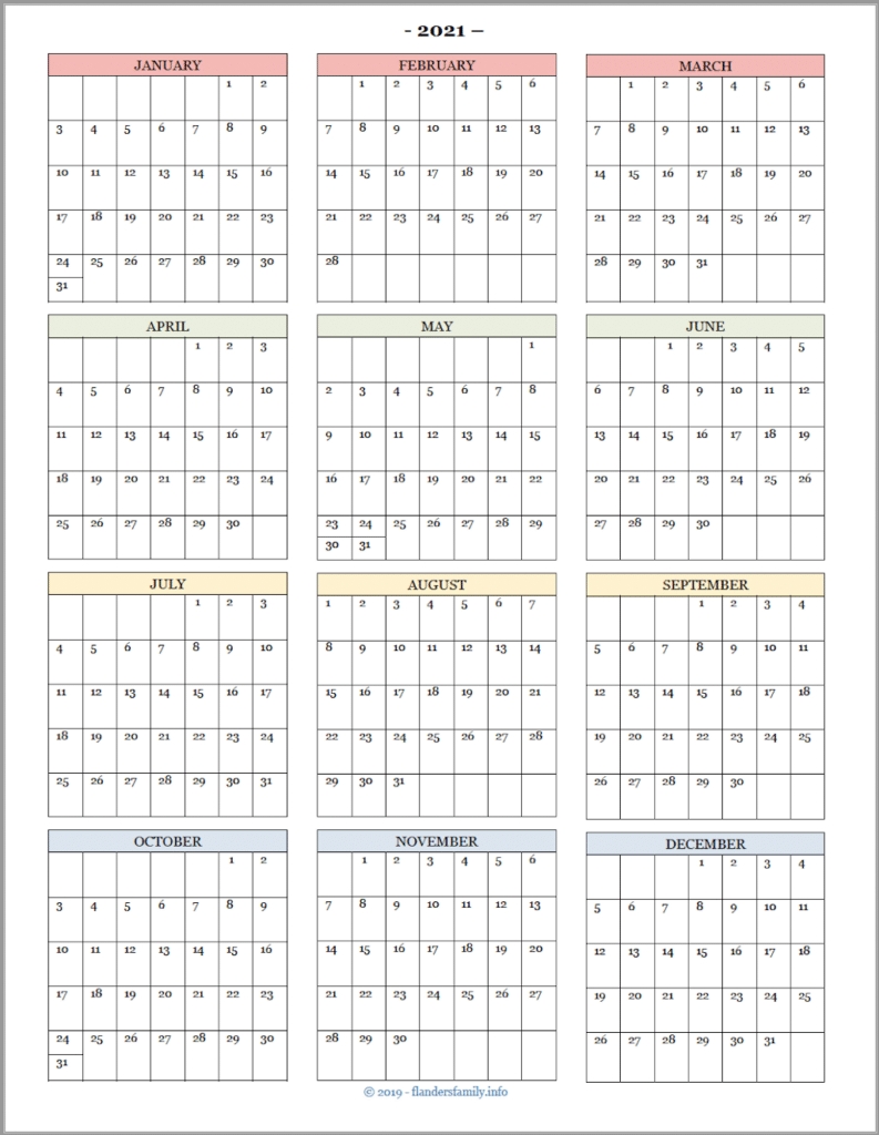 2021 Calendars For Advanced Planning - Flanders Family Homelife Year Calendar Template Academic