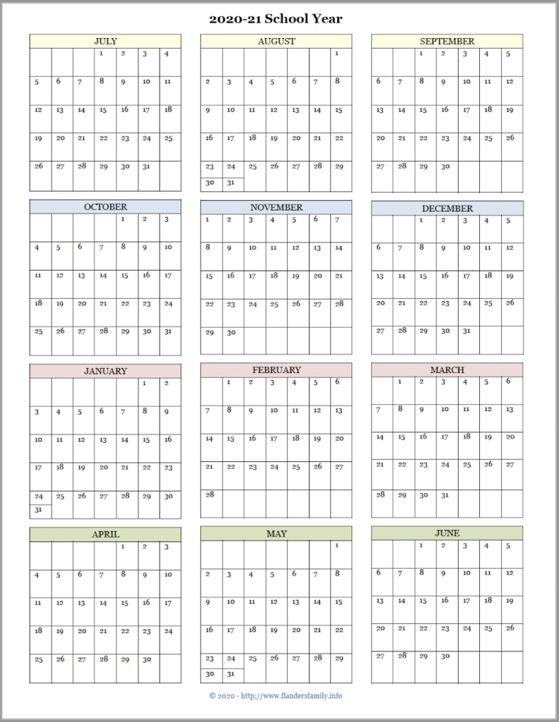 2021 Calendars For Advanced Planning - Flanders Family Homelife Year Calendar Template Academic