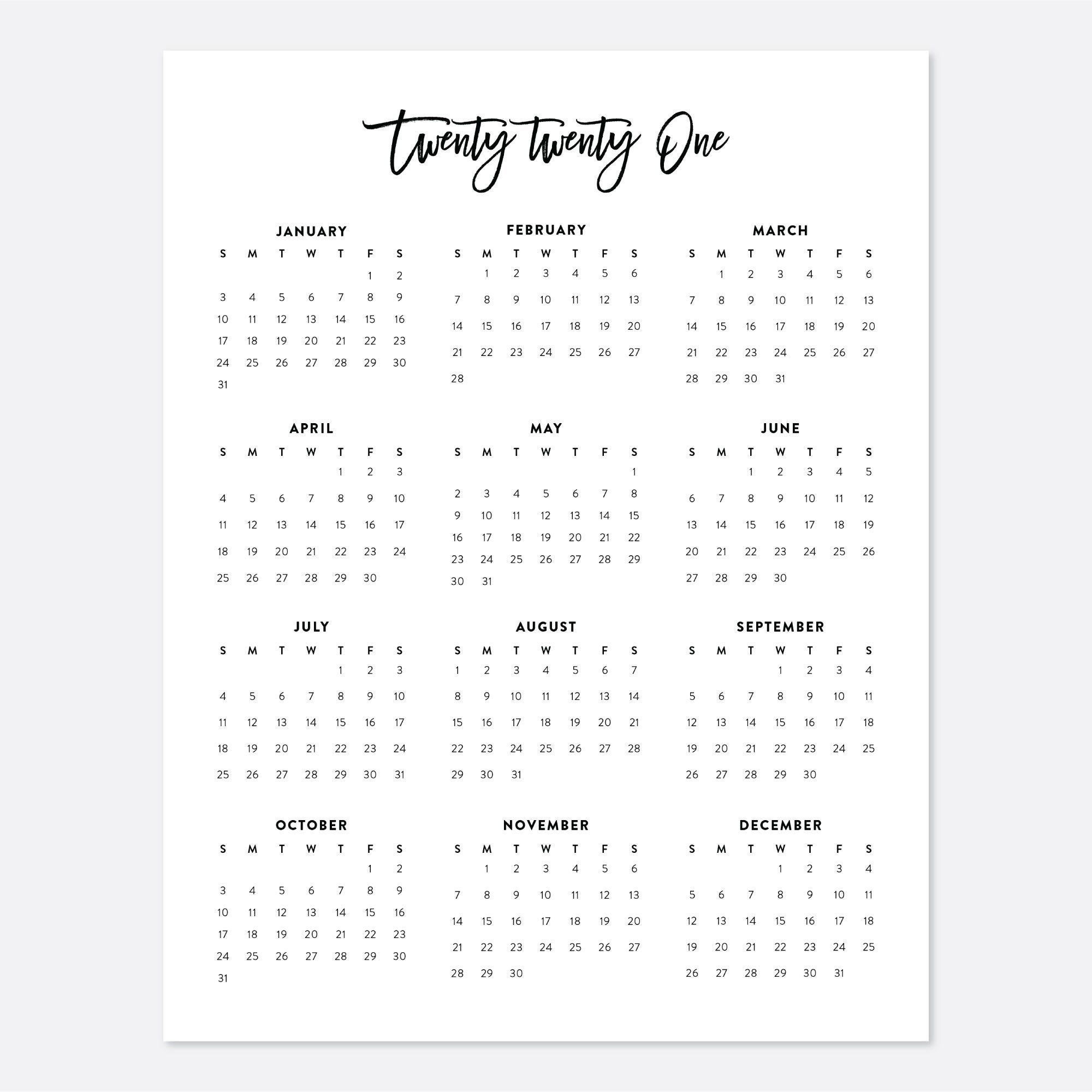 2021 Desk Calendar Printable Calendar 2021 Calendar Year Desktop Calendars 2021 Free Printable