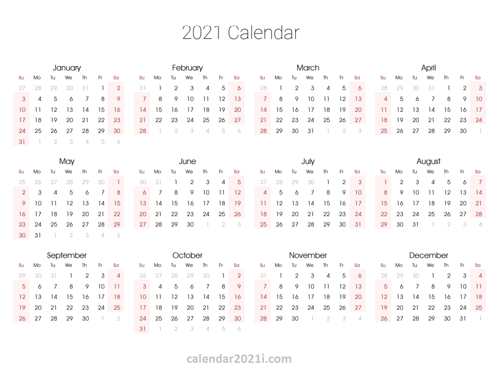 2021 Editable Yearly Calendar Templates In Ms Word, Excel Excel Calendar Template 2021 Editable Free