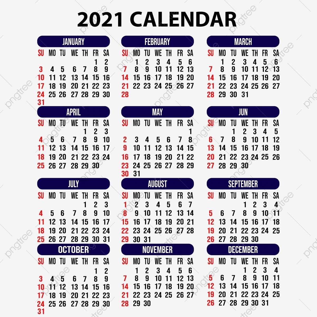 2021 Png Образ | Векторы И Psd-Файлы | Бесплатная Загрузка Календарная Сетка По Месяцам 2021-2021