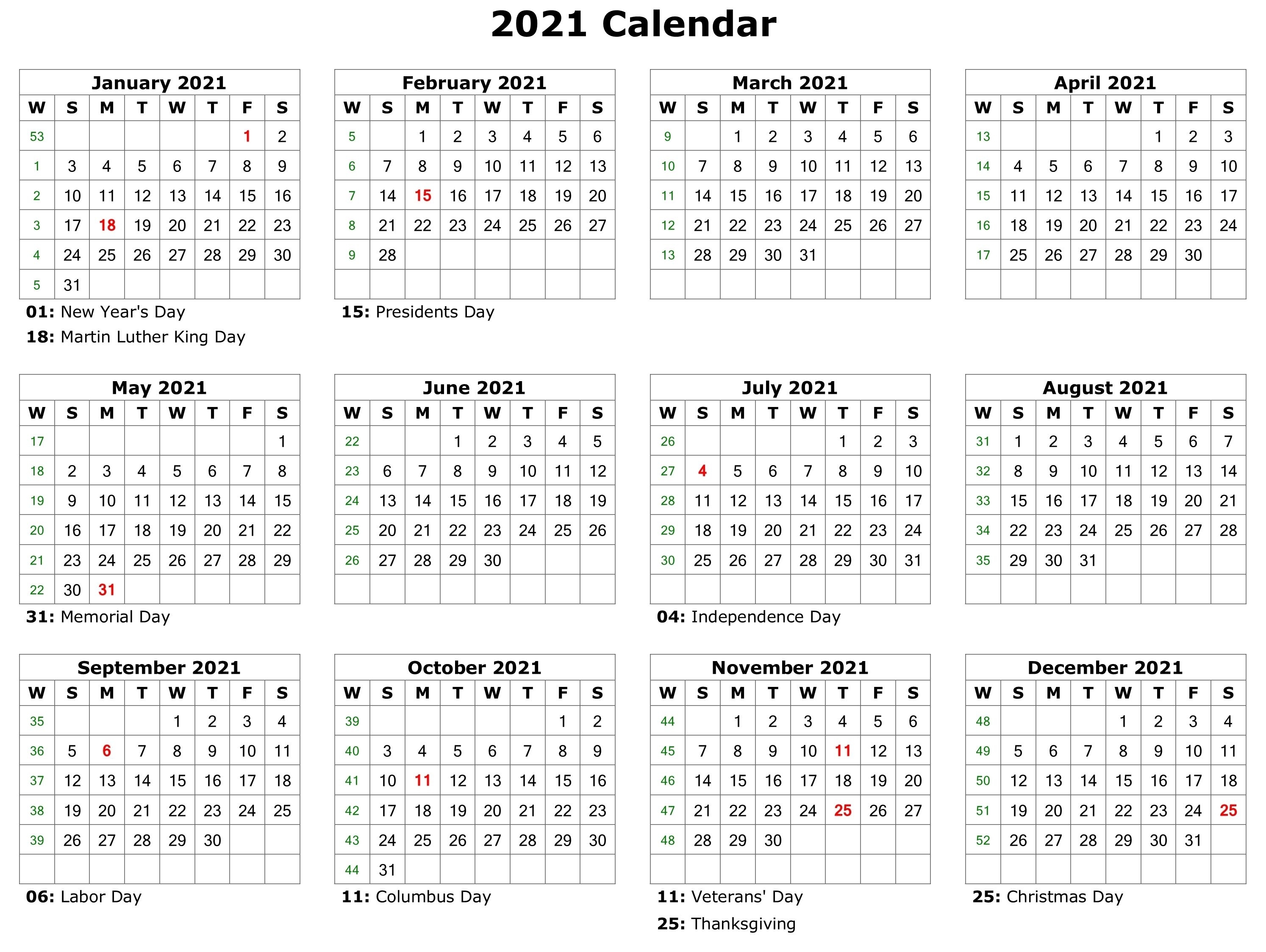 2021 Printable Calendar | Monthly Calendar Printable 2021 Monthly Calendar Printable Pdf