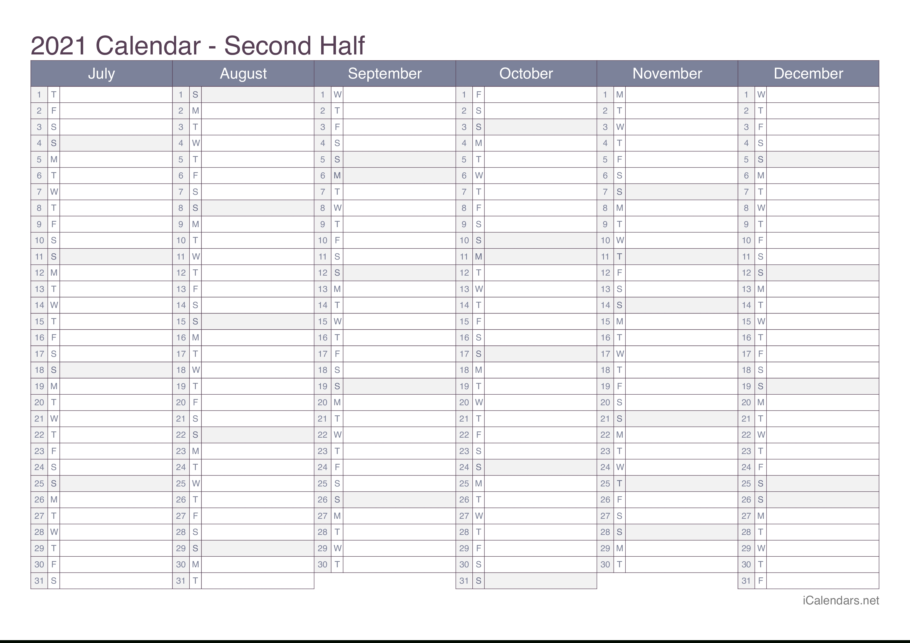 2021 Excel Printable Calendars – Printable Blank Calendar Template