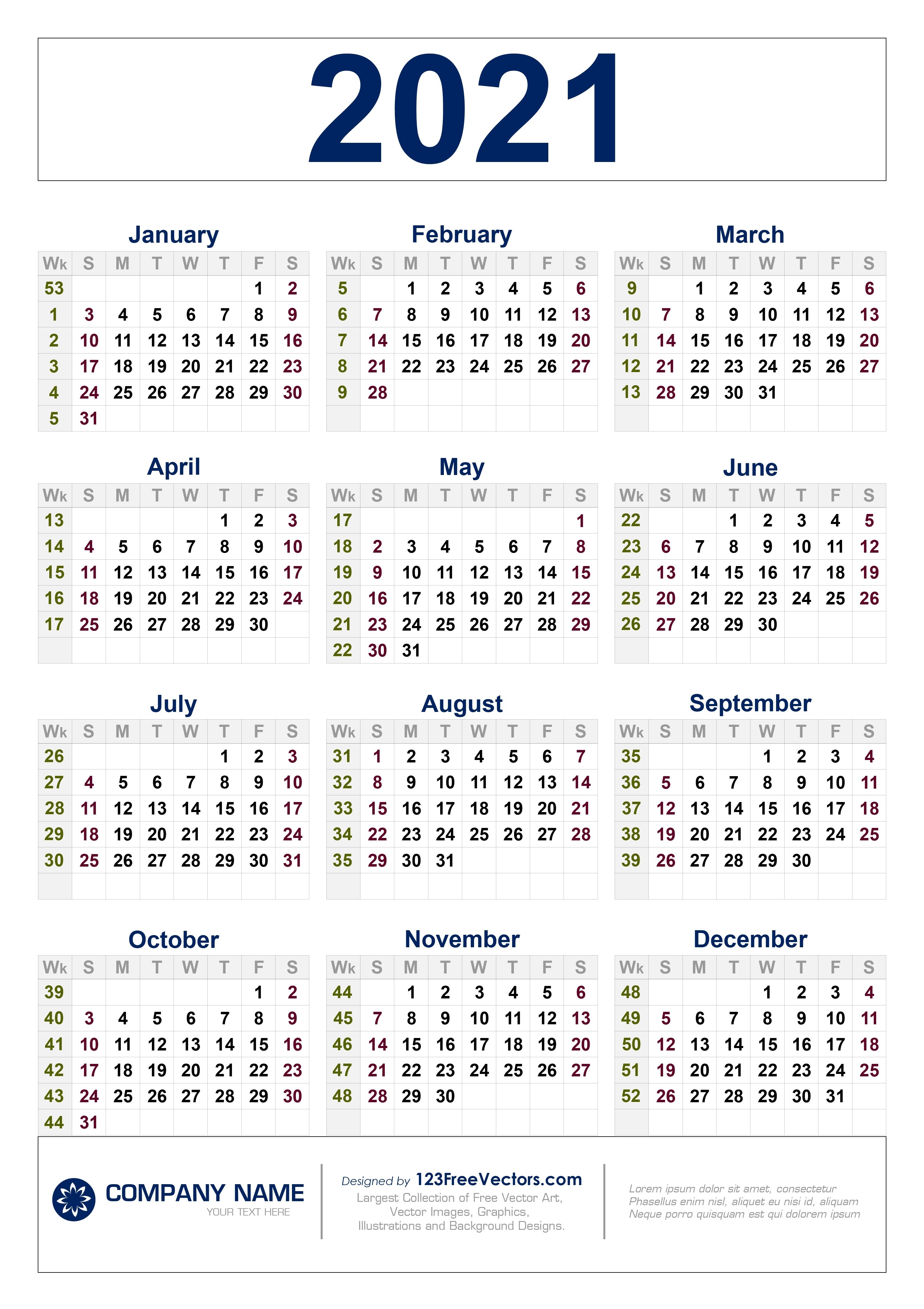 210+ 2021 Calendar Vectors | Download Free Vector Art Calendar Template Vector Free Download
