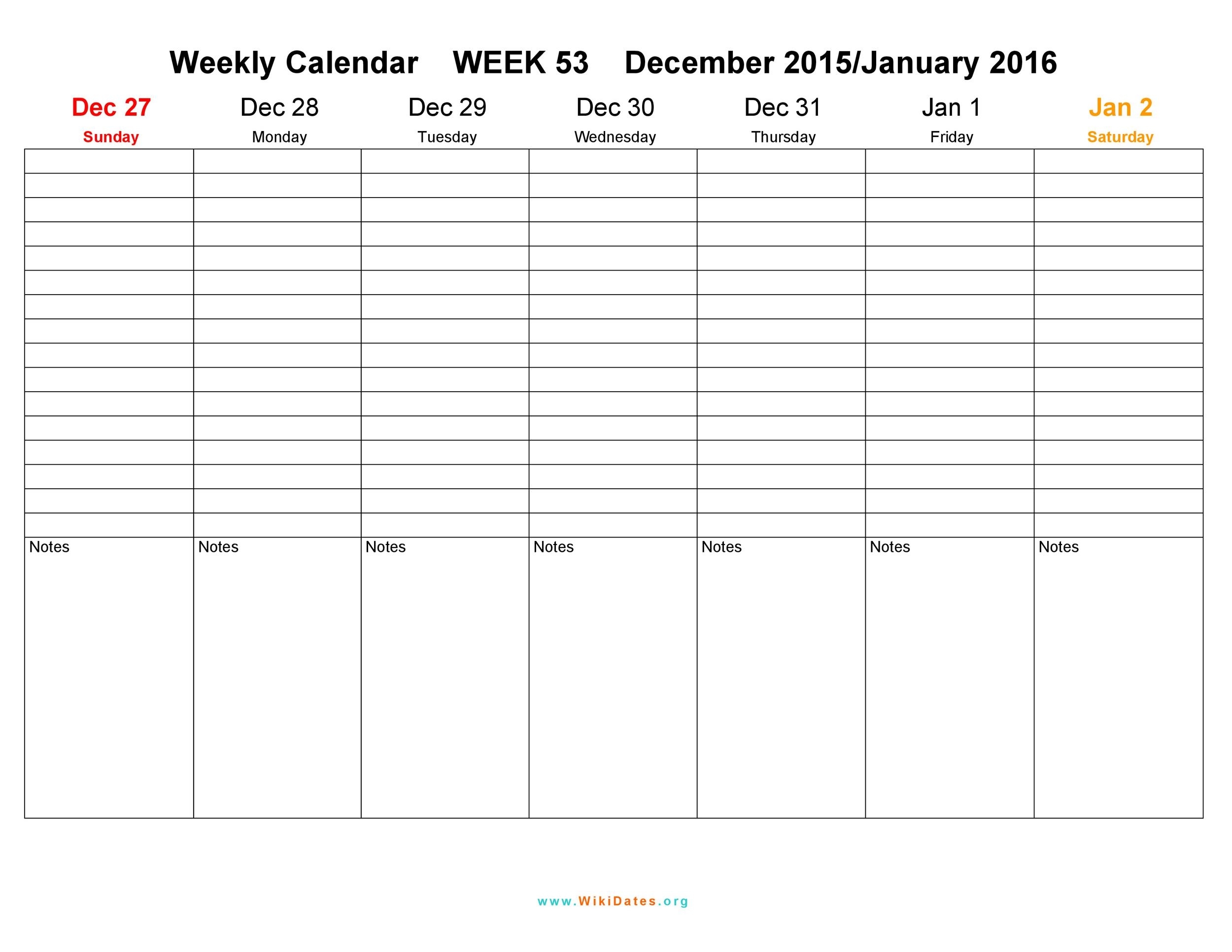 26 Blank Weekly Calendar Templates [Pdf, Excel, Word] ᐅ 7 Day Calendar Template