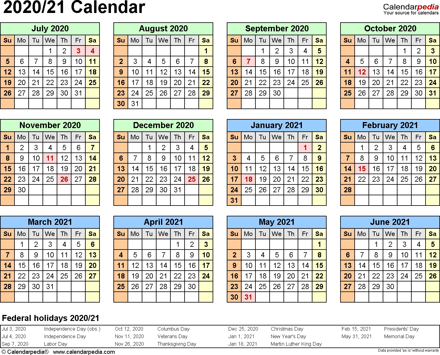 3 Year Calendar 2020 To 2021 Excel | Calendar For Planning 2021 Excel Printable Calendars